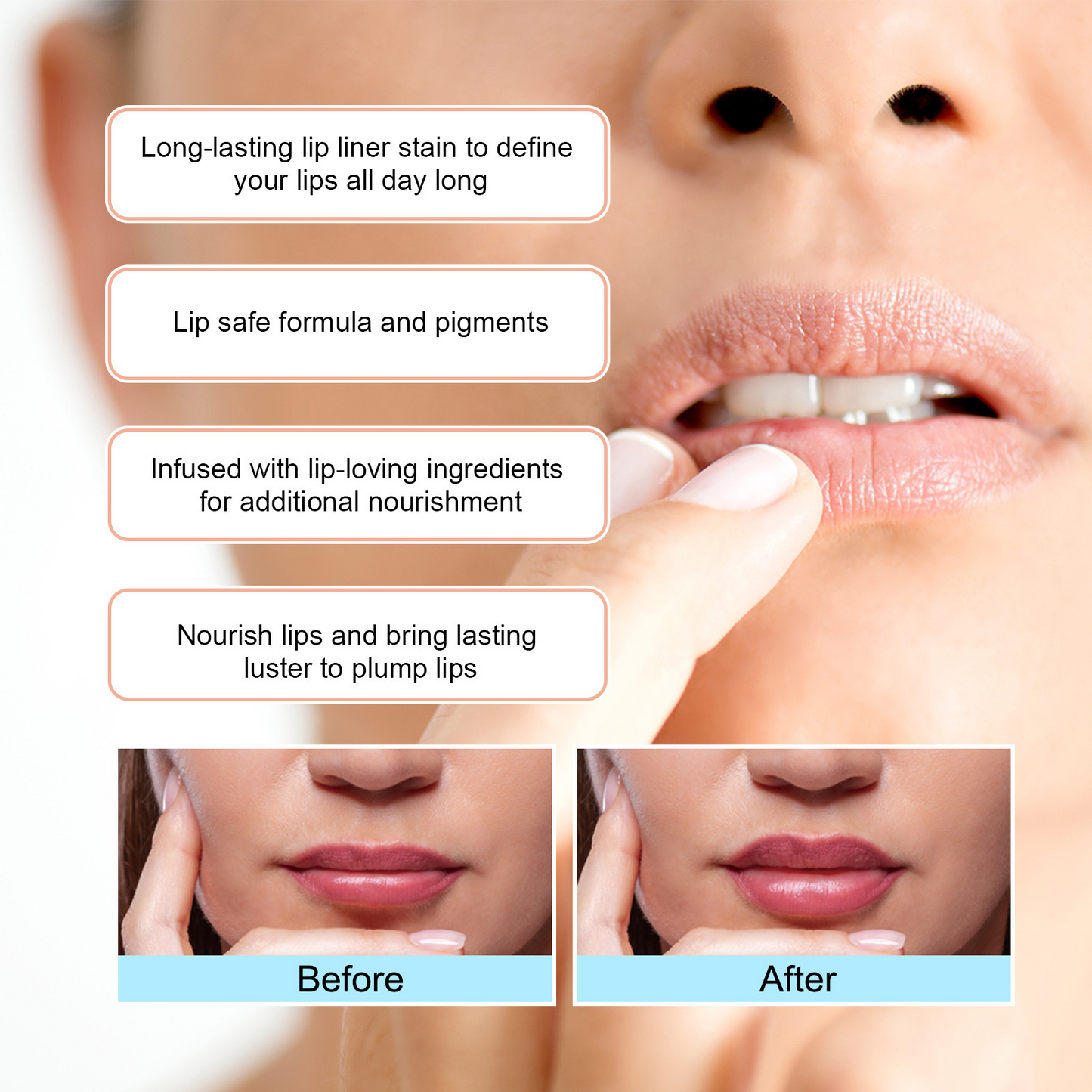Peel-Off Lip Liner Stain - Long-Lasting, Smudge-Proof & Waterproof
